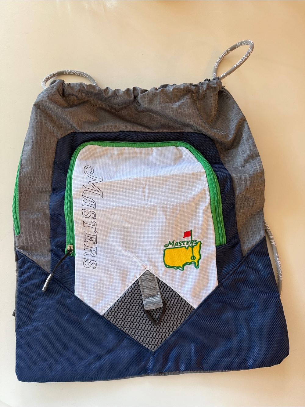 Masters Navy, Gray, White & Green Drawstring/Cinch Backpack